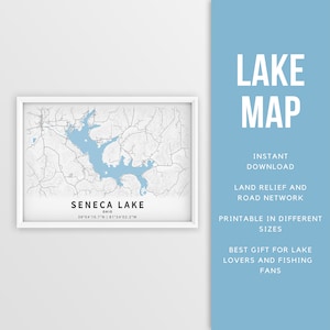 Mapa imprimible del lago Senecaville, Ohio, EE. UU. - Descarga instantánea \ Mapa del lago \ Cartel del mapa \ Decoración de la casa del lago \ LakeLife \ Pesca \ Paseos en bote