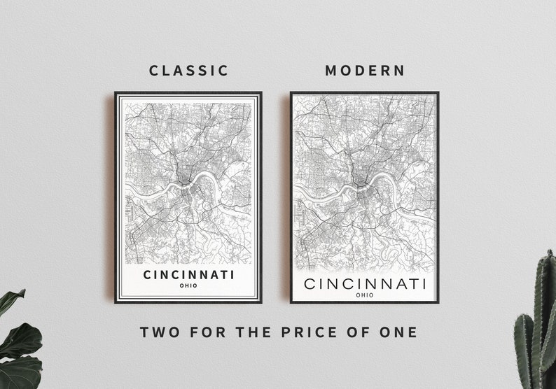 printable map of cincinnati ohio usa city map instant etsy