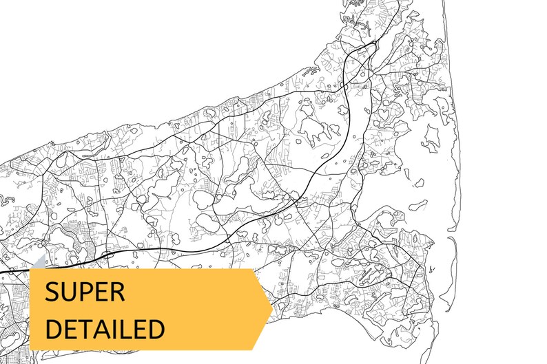 Printable Map of Cape Cod Massachusetts USA City Map - Etsy