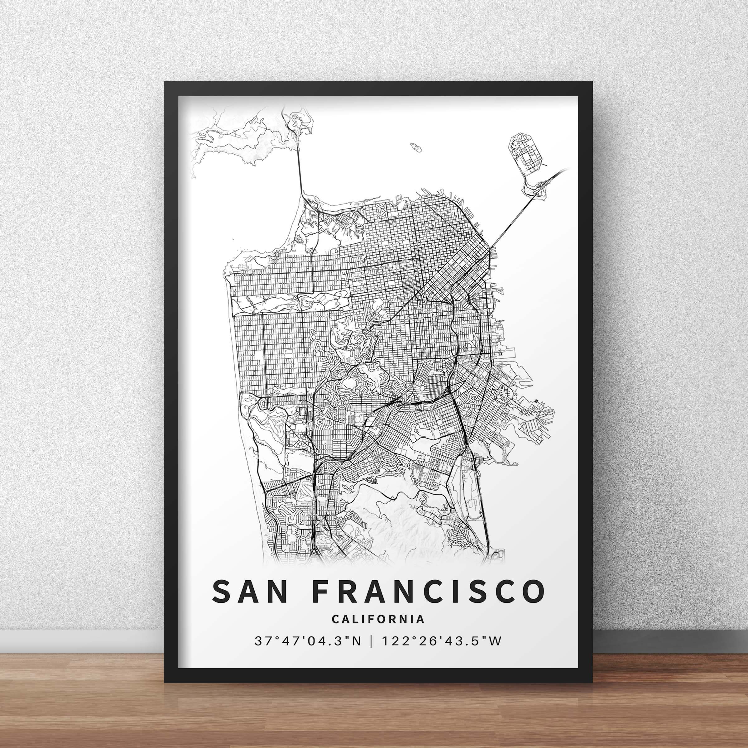 Printable Map of San Francisco California United States With | Etsy