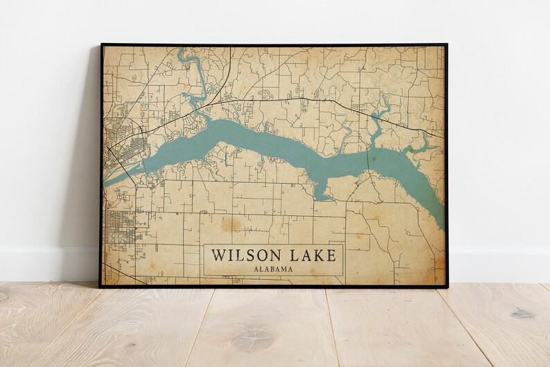 Vintage Style Map of Wilson Lake Alabama USA Instant Etsy