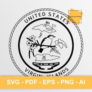 Armoiries des îles Vierges, USVI Vector Clipart - svg \ png \ pdf \ Instant Download \ Découpe \ State Sign \ Virgin Islands Crest