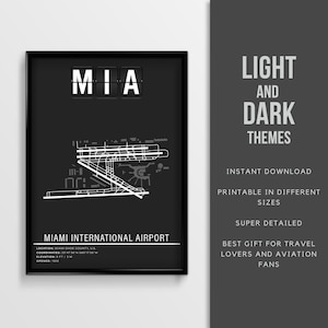 MIA Miami International Airport Poster - Instant Download \ Airport Map \ Gift Pilot \ Wall Art \ Florida Travel Poster \ Afdrukbare kaart