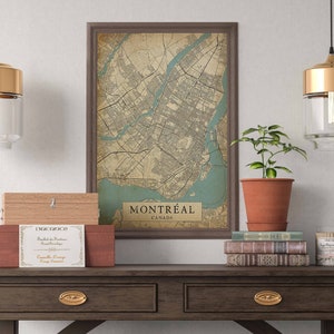 Vintage Style Map Montreal Quebec Canada poster Instant Download Street Map Wall Art Printable Poster image 2
