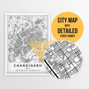 Chandigarh, Punjab Haryana, Indien Karte mit Strassennamen zum Downloaden