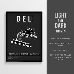 DEL Neu-Delhi Indira Gandhi International Airport Poster - Sofortiger Download \ Airport Map \ Gift Pilot \ Wall Art \ India Travel Poster