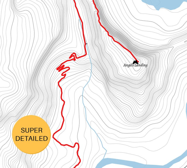 Printable Map of Angels Landing Trail, Utah, USA - Instant Download ...