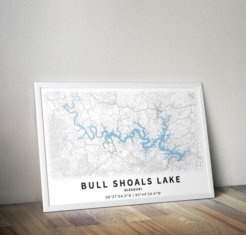Printable Map of Bull Shoals Lake Arkansas and Missouri Etsy