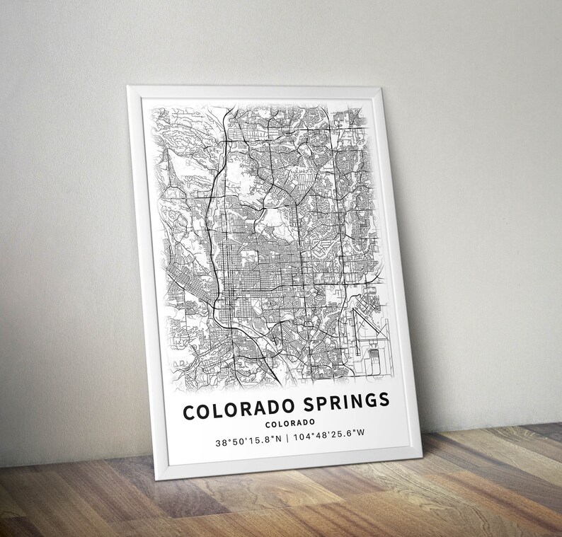 Carte imprimable de Colorado Springs, Colorado, États-Unis avec les noms de rue - téléchargement immédiat \ plan de la ville \ cadeau de voyage \ affiche de la ville \ carte routière image 5