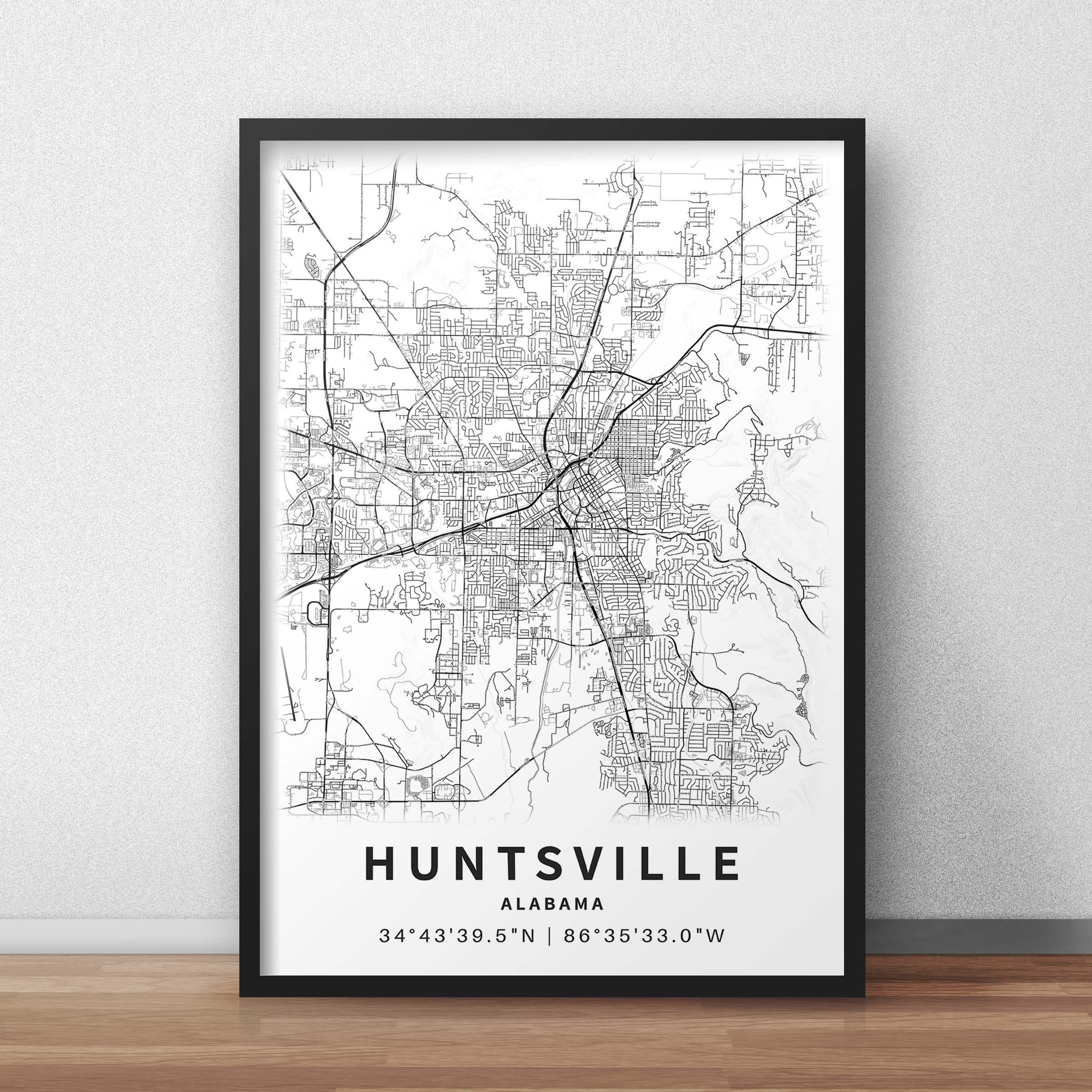 Printable Map of Huntsville, Alabama, USA With Street Names - Instant  Download \\ City Map \\ Travel Gift \\ City Poster \\ Road Map Print - Etsy, image size:2400x2400