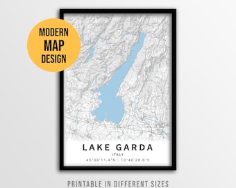 Lake Garda Italy Map Poster, Printable Lago di Garda House Decor (Instant Download)