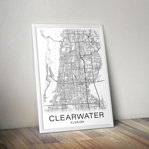 Printable Map of Clearwater, Florida USA City Map Instant Download ...