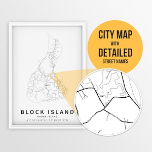 Druckbare Karte von Rhode Island, Rhode Island, USA mit Straßennamen - zum sofortigen Download ~ Karte ~ ~ Stadtplan ~ ~ Straßenkarte