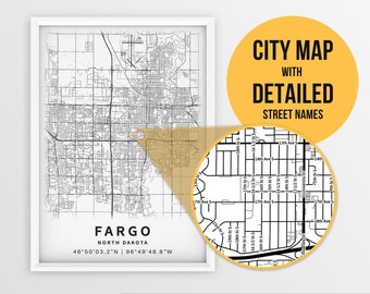 Fargo Street Map - Etsy