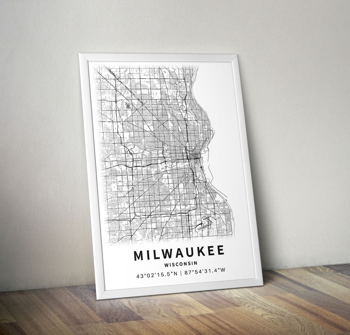 Printable Map of Milwaukee WI Wisconsin USA With Street Names | Etsy