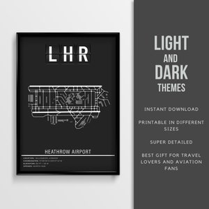 LHR London Heather Airport Poster - sofortiger Download ~ Airport Karte ~ Geschenkidee ~ Wandkunst ~ England Reise Poster ~ Printable