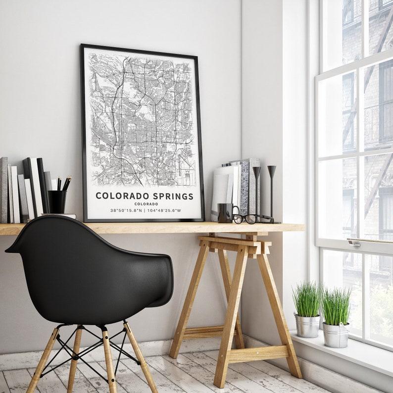 Carte imprimable de Colorado Springs, Colorado, États-Unis avec les noms de rue - téléchargement immédiat \ plan de la ville \ cadeau de voyage \ affiche de la ville \ carte routière image 4