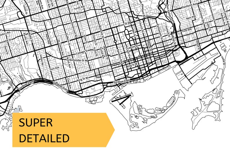 Printable Map of Toronto Ontario Canada With Street Names - Etsy
