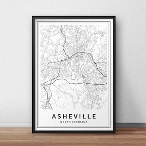 Printable Map of Asheville NC Map Print, North Carolina USA City Map Instant Download Street Map ...
