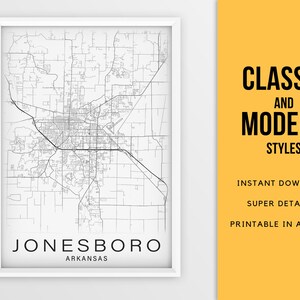 Printable Map of Jonesboro, Arkansas AR, United States Instant Download ...