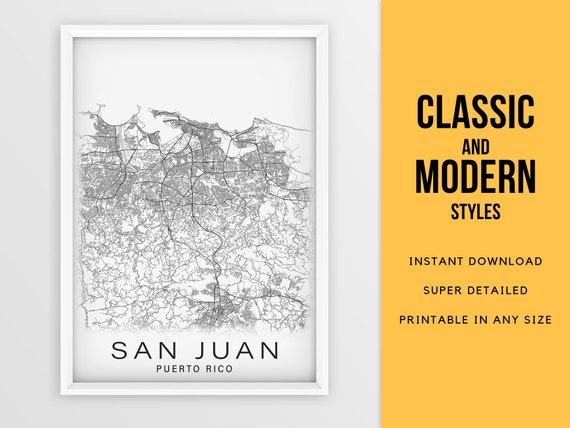 Printable Map of San Juan Puerto Rico Instant Download | Etsy