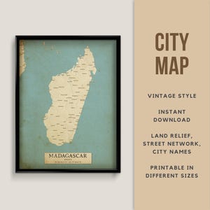 Vintage Stil Landkarte von Madagaskar, Indischer Ozean - Instant Download Landkarte Landkarte Landkarte Landkarte Wand Kunst Landkarte Poster Landkarte Karte