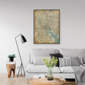 Benutzerdefinierte Karte im Vintage-Stil Ihrer Stadt, jeder Stadt Digitaler Download Stadtplan Wandkunst Kartenposter druckbare Karte Bild 4