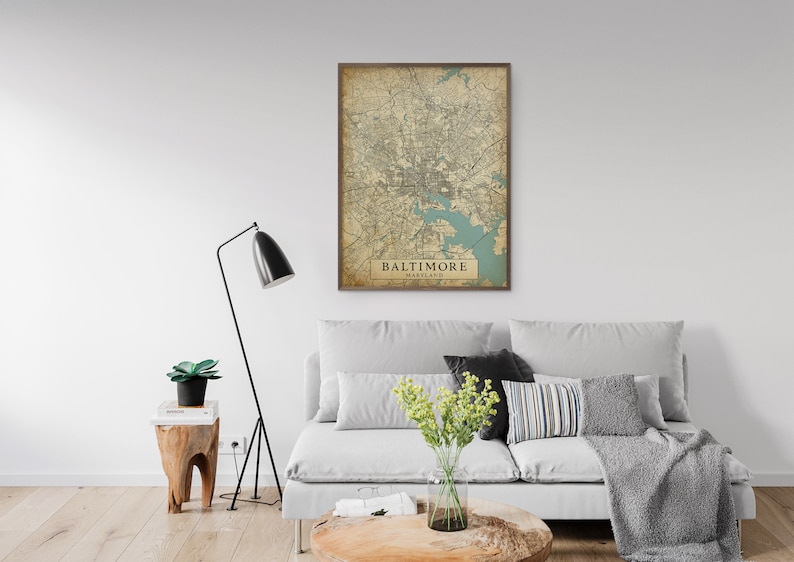 Benutzerdefinierte Karte im Vintage-Stil Ihrer Stadt, jeder Stadt Digitaler Download Stadtplan Wandkunst Kartenposter druckbare Karte Bild 4