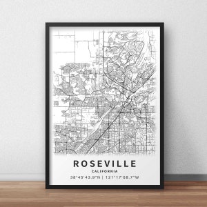 Printable Map of Roseville, California, USA with Street Names Instant Download City Map Travel Gift City Poster Road Map Print image 7
