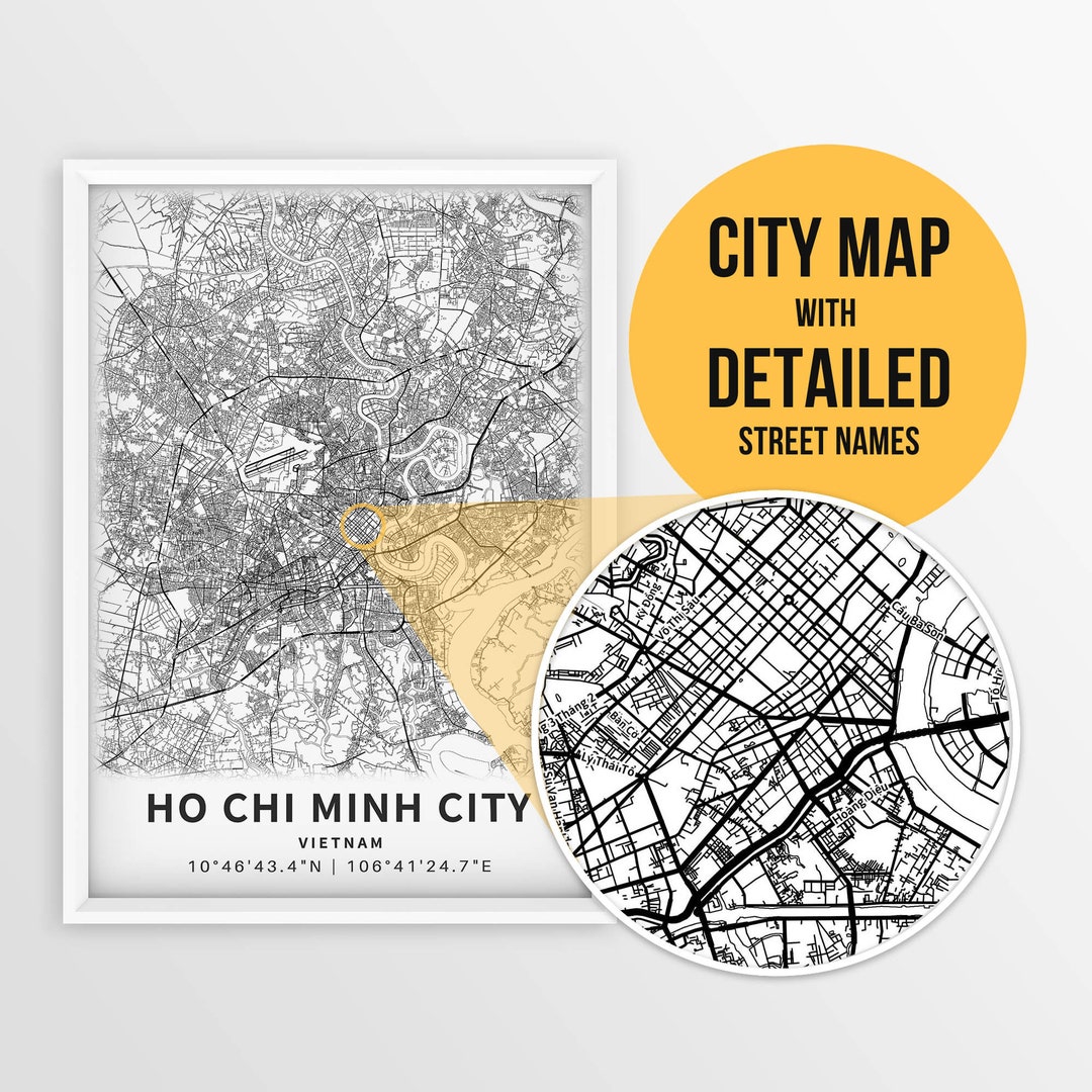 Printable Map of Ho Chi Minh City, Vietnam With Street Names Instant ...
