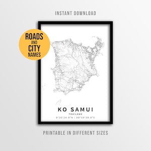 Ko Samui Map Poster, Thailand Karte (Instant Download)