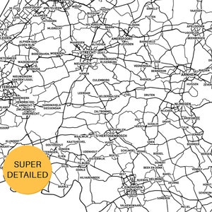 Printable Map of Netherlands With City Names and Roads - Instant ...