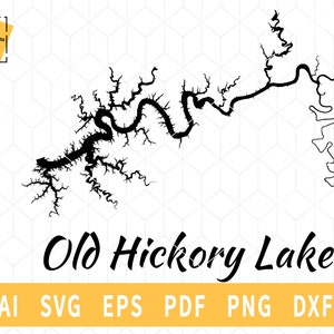 Oude Hickory Lake kaart SVG, Tennessee kaart Vector Bestand - Instant Download \ Cutting \ Lake silhouet \ Commerciële licentie