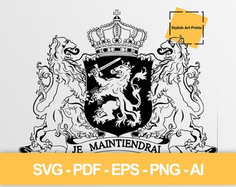 Netherlands Coat of Arms Vector Clipart (SVG, PNG, PDF), Netherlands Cutting File — Instant Download