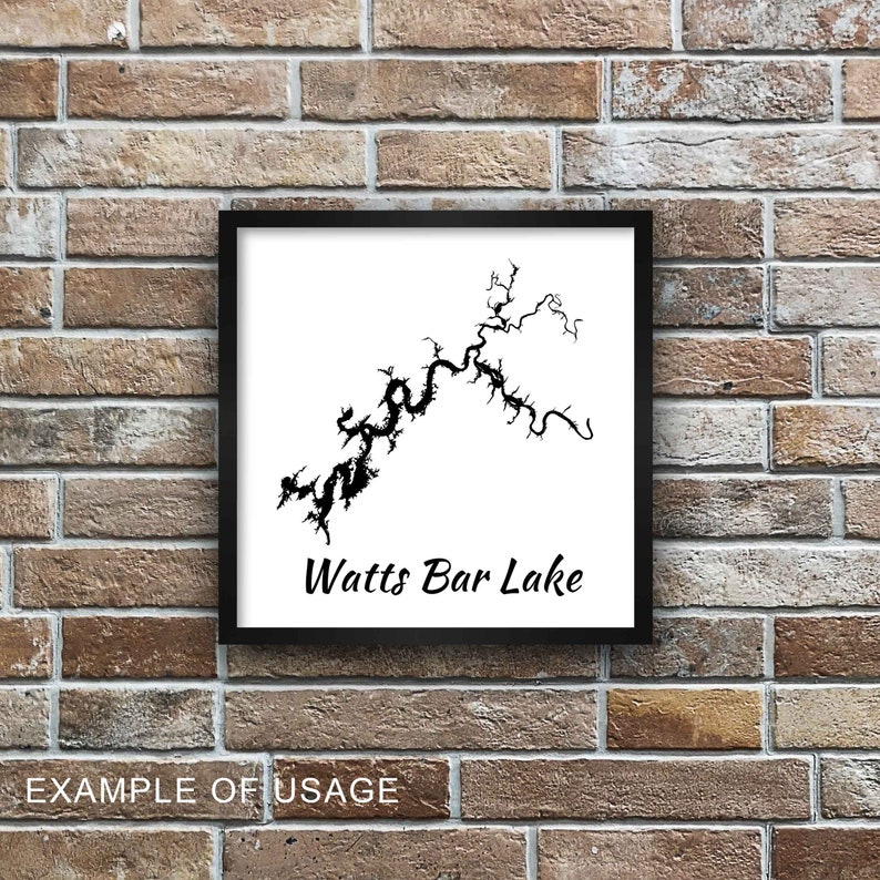 Watts Bar Lake Map SVG Tennessee Map Vector File Instant Etsy