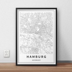 Printable Map of Hamburg, Germany Instant Download City Map Wall Art - Etsy