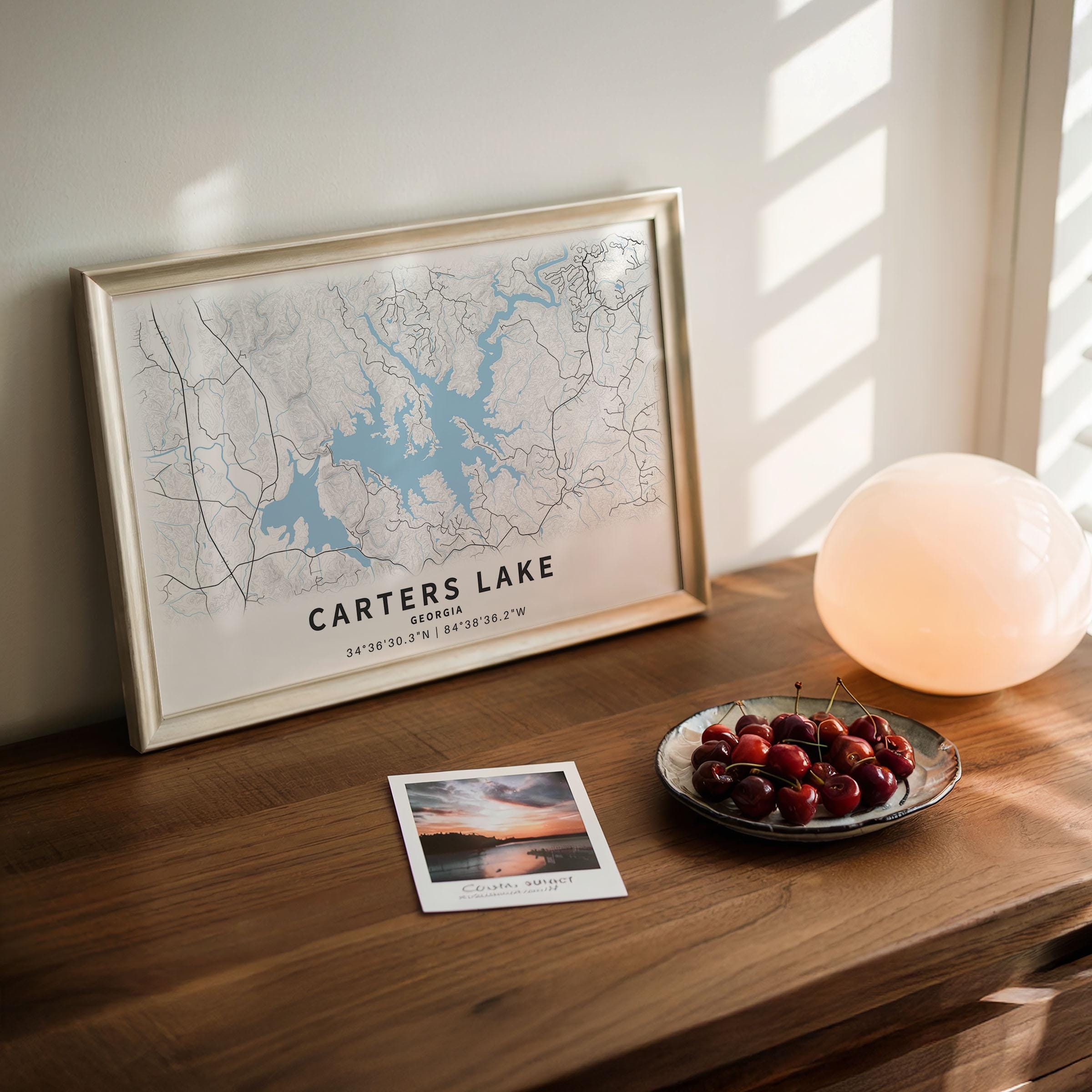 Carters Lake Map Poster, Printable Georgia Lake House Decor (instant ...