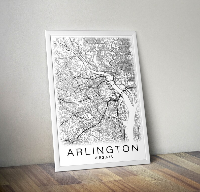 Printable Map of Arlington VA Virginia USA City Map Instant Etsy