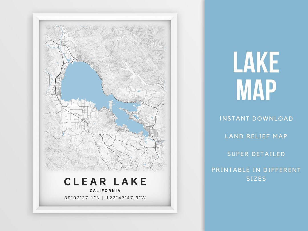 Printable Map of Clear Lake California United States - Etsy