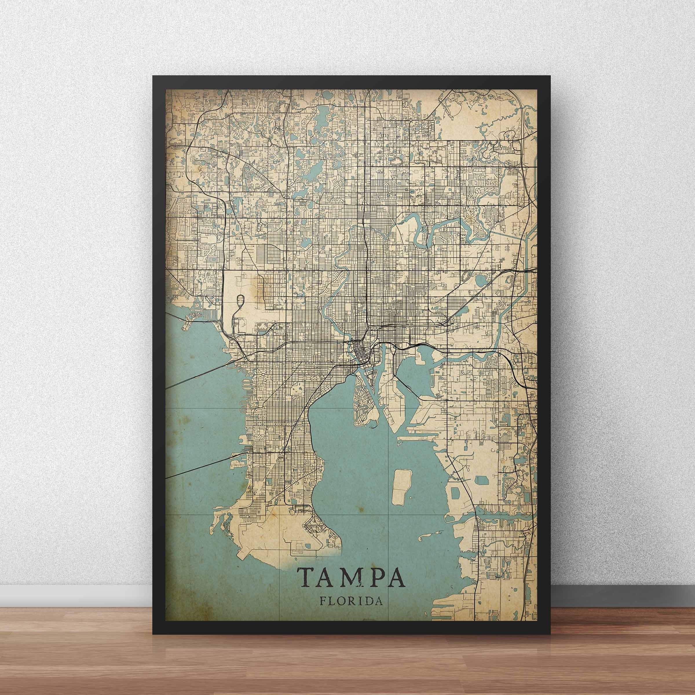 Printable Vintage Style Map of Tampa Florida United States | Etsy