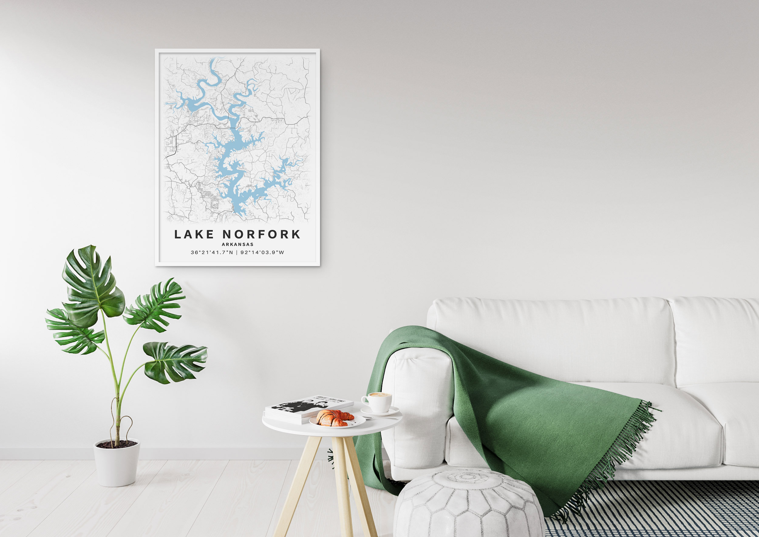 Printable Map of Norfork Lake Arkansas United States Etsy