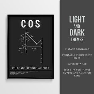 COS Colorado Springs Airport Poster - Téléchargement instantané \ Carte de l'aéroport \ Idée cadeau \ Wall Art \ Colorado Travel Poster \ Imprimable