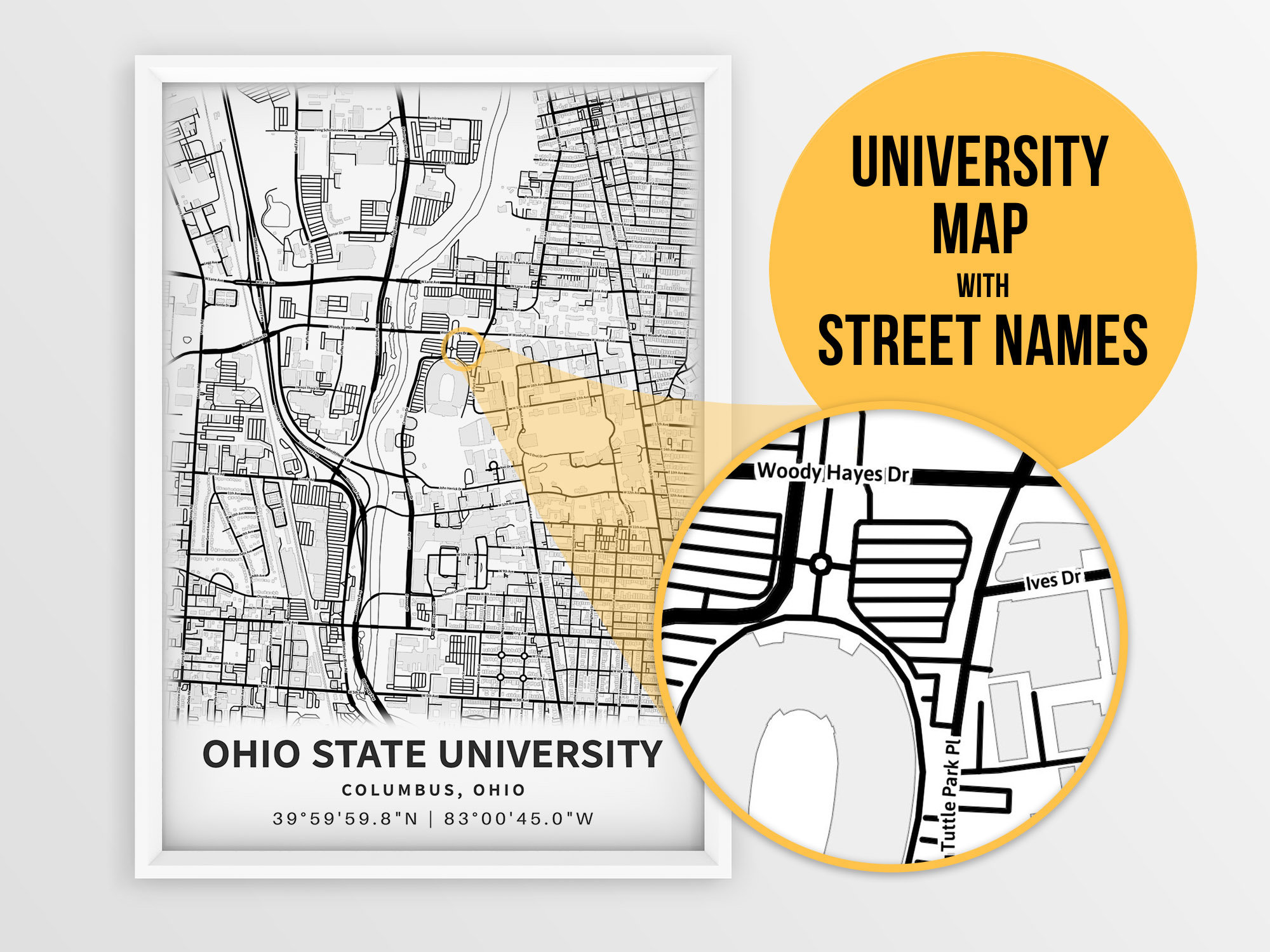 Hand Illustrated The Ohio State University Map