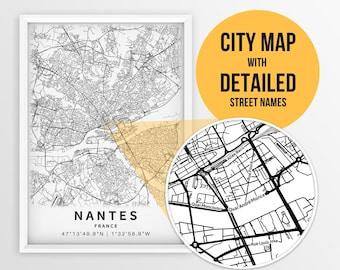 ナント フランス 地図プリント: 都市景観ポスター - Etsy 日本