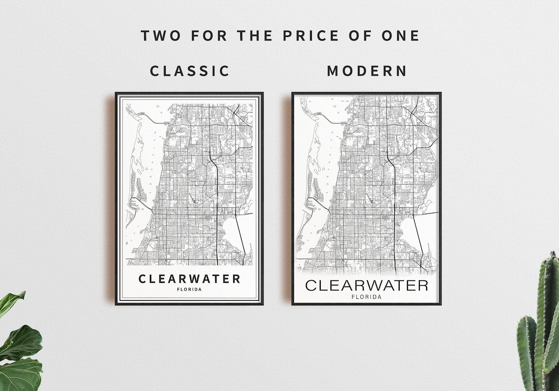 Printable Map of Clearwater Florida USA City Map Instant - Etsy
