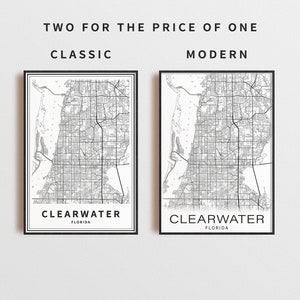 Printable Map of Clearwater, Florida USA City Map Instant Download ...