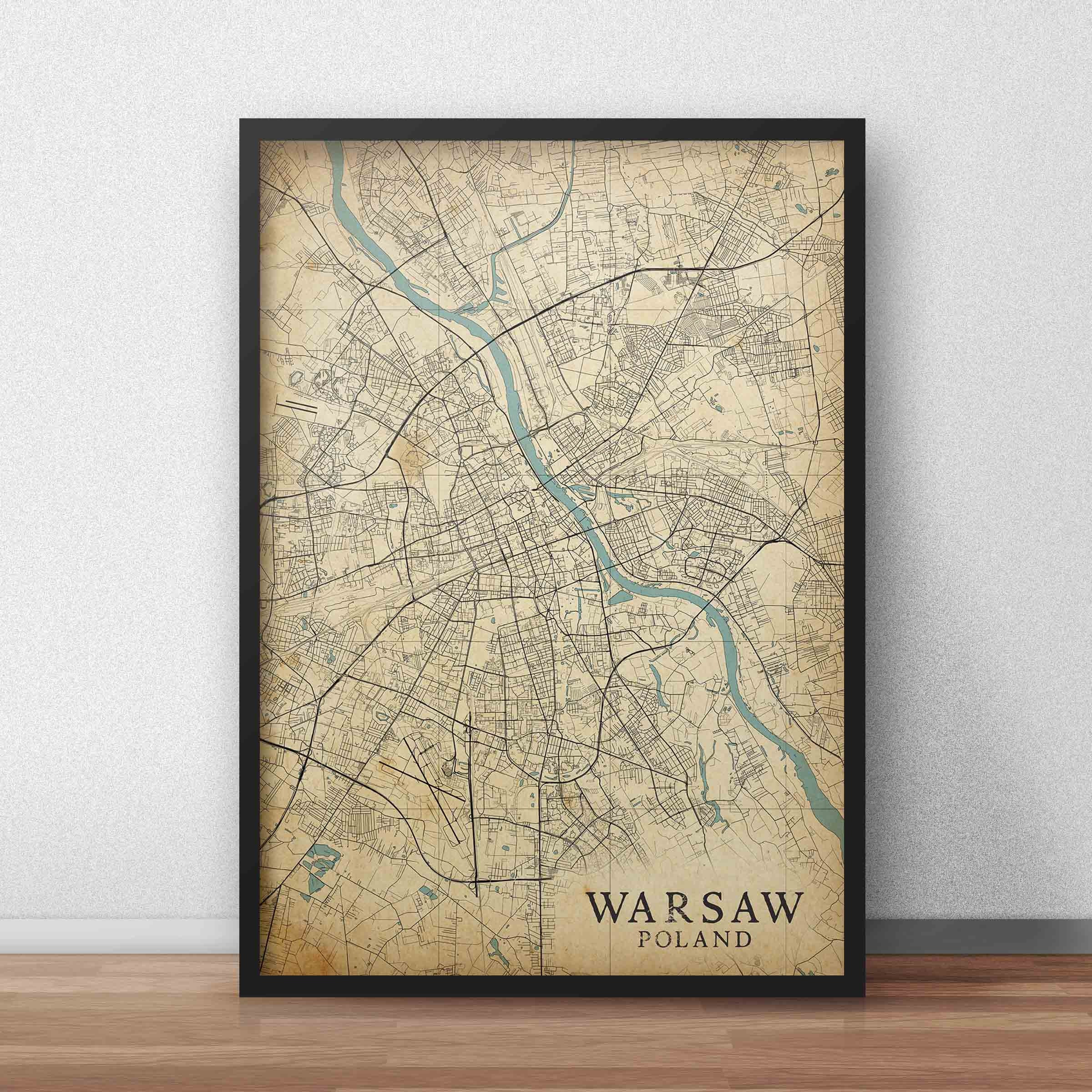 Printable Vintage Map Warsaw Poland Instant Download City | Etsy