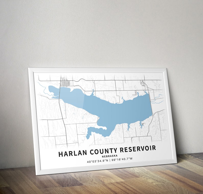 Printable Map of Harlan County Reservoir Nebraska United Etsy