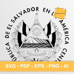Herb Salwadoru, El Salvador Vector Clipart - SVG \ PNG \ PDF \ Natychmiastowe pobieranie \ Wycinanie \ Znak państwowy \ Godło Salwadoru