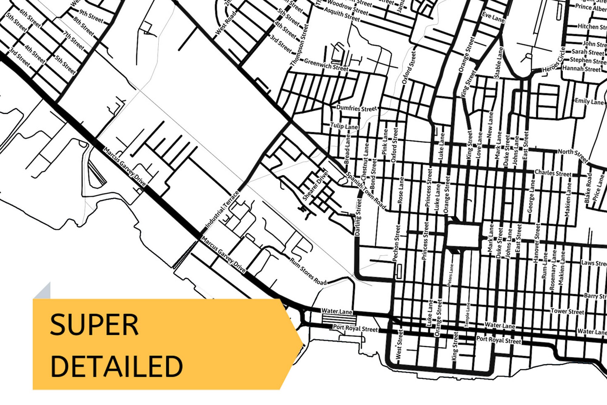Printable Map of Kingston Jamaica With Street Names Instant Etsy